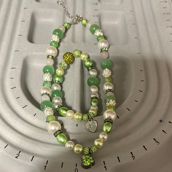 Other - Handmade Beaded Dog Necklace and Matching Owner Bracelet Set